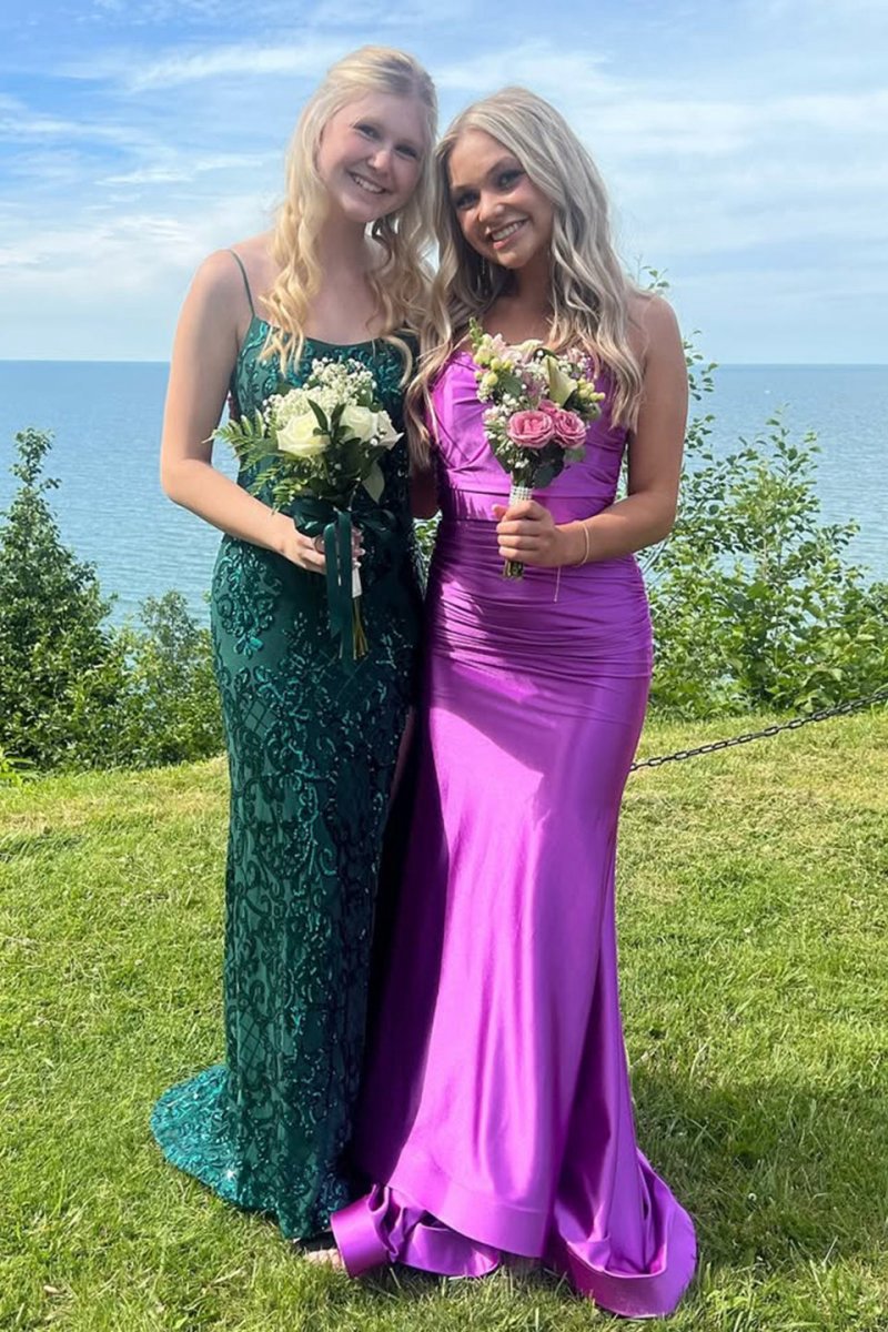 Mermaid V-Neck Jersey Formal Dresses with Lace-Up Back