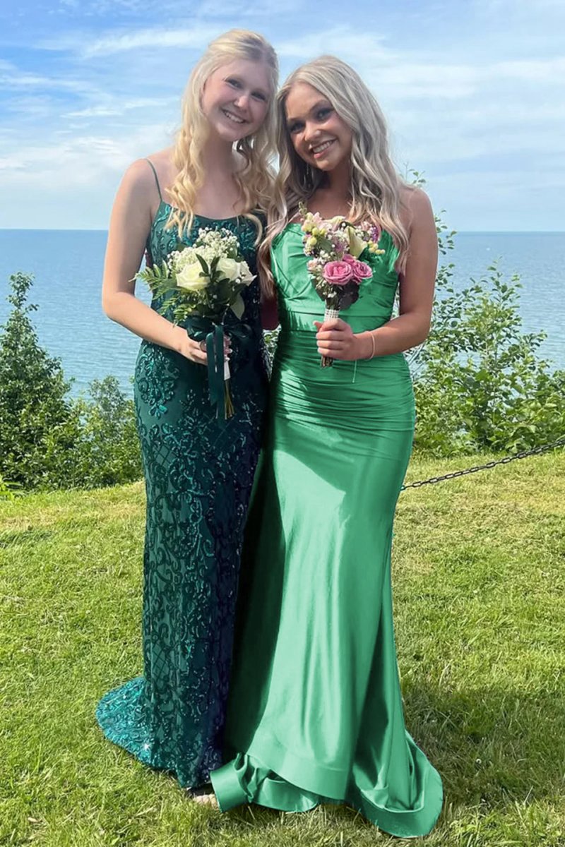 Mermaid V-Neck Jersey Formal Dresses with Lace-Up Back