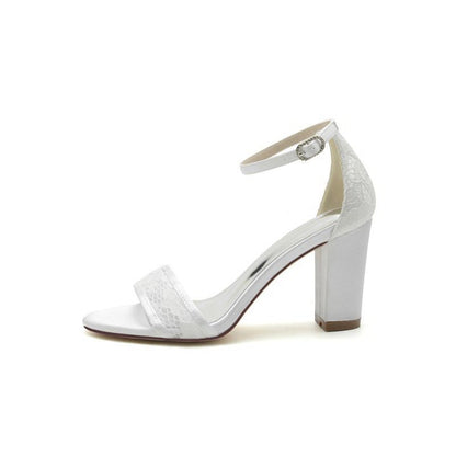 High Heels with Transparent Heel and Lace Ankle Strap