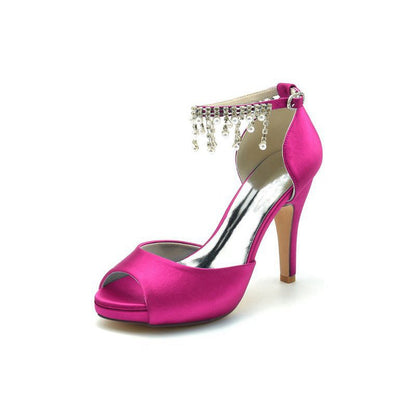 Stiletto Heels with Pearl and Chain Decor