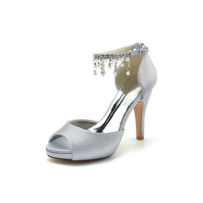 Stiletto Heels with Pearl and Chain Decor