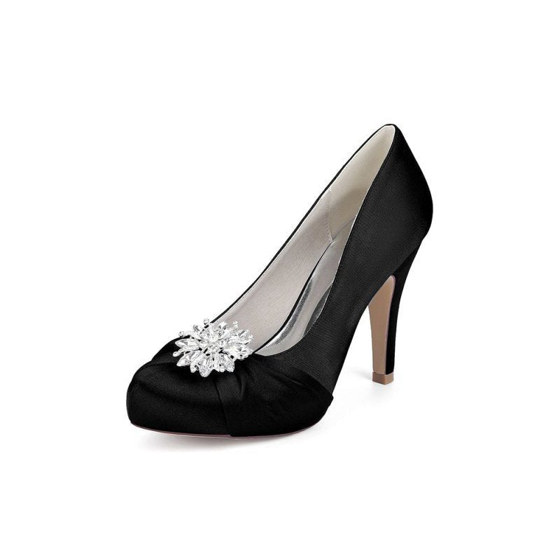 High Heels with Crystal Bow Decoration