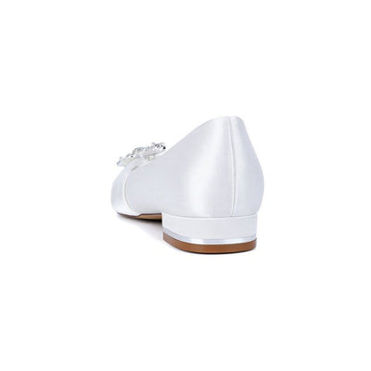 Flat Shoes with Crystal Flower Decoration