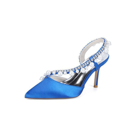 High Heels with Pearl and Crystal Embellishments Description