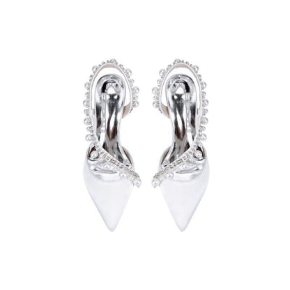 High Heels with Pearl and Crystal Embellishments Description