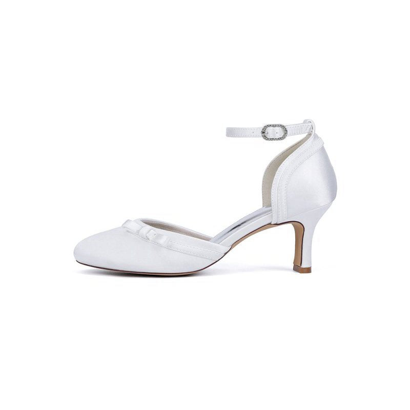 Satin High Heels with Bow Accent
