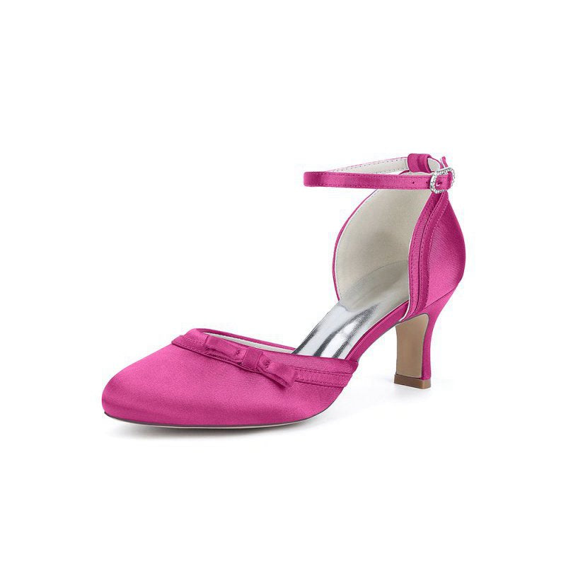 Satin High Heels with Bow Accent