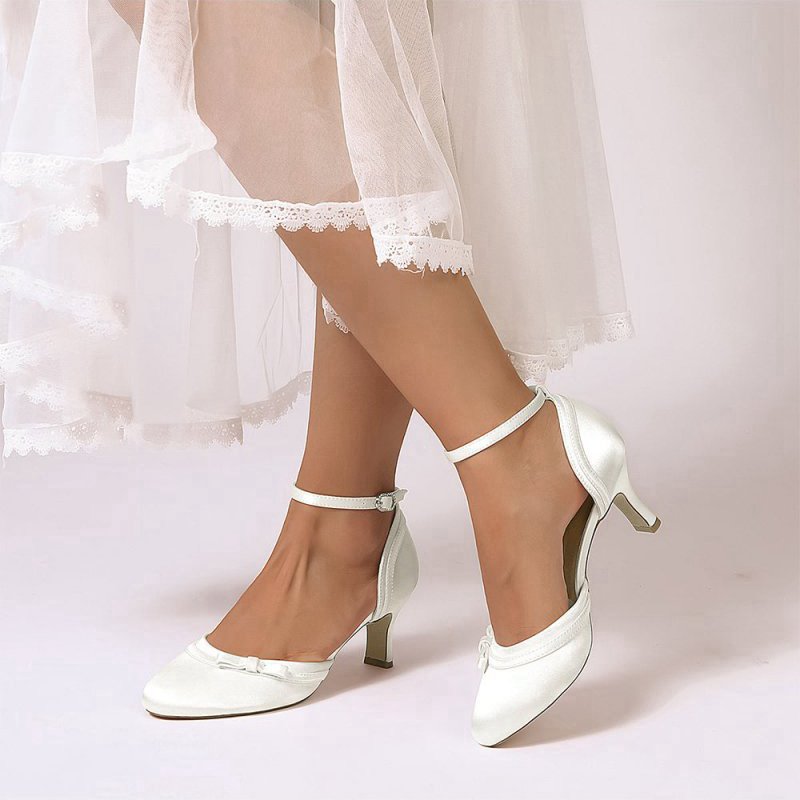 Satin High Heels with Bow Accent