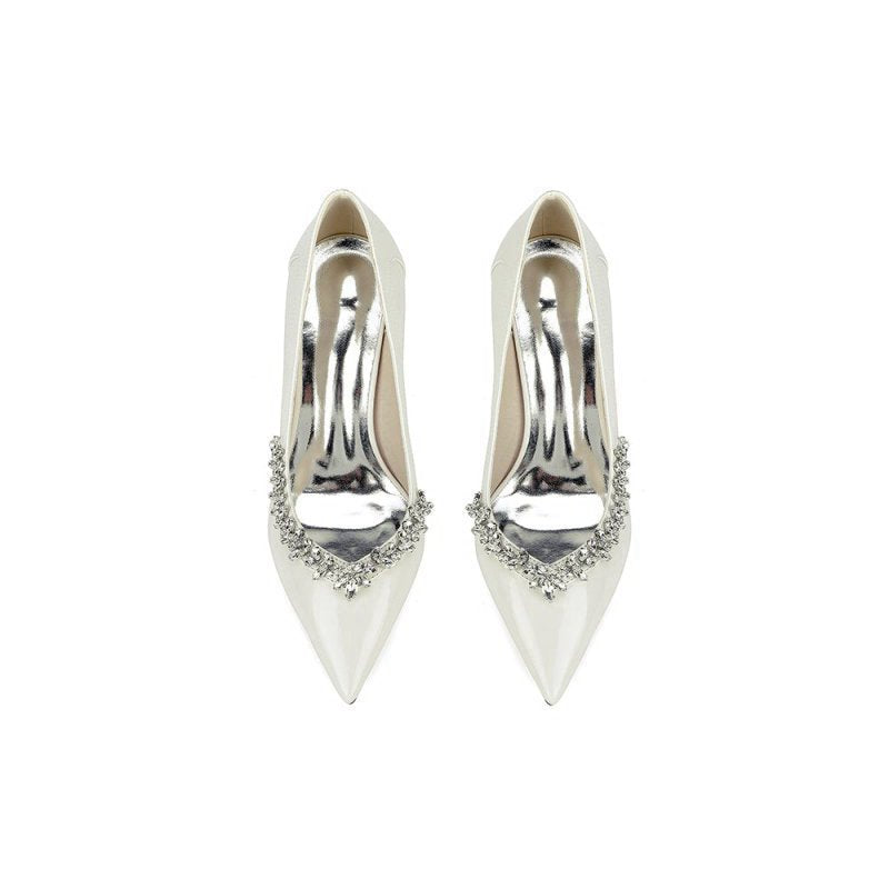 High Heels with Crystal-Embellished Metal Accent