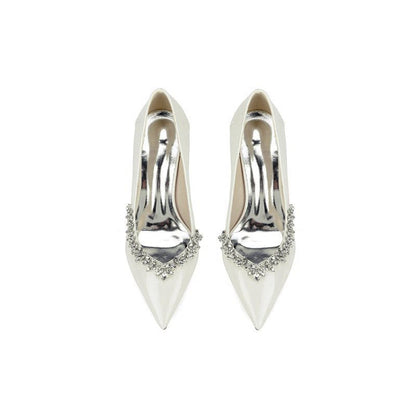 High Heels with Crystal-Embellished Metal Accent