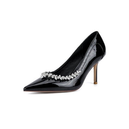 High Heels with Crystal-Embellished Metal Accent