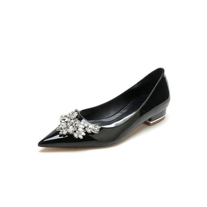 Elegant Pointed-Toe Flats with a Crystal Ornament