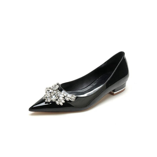 Elegant Pointed-Toe Flats with a Crystal Ornament
