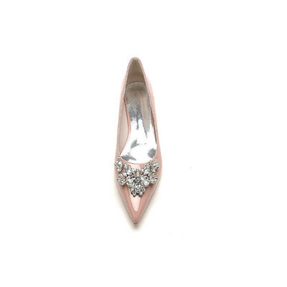 Elegant Pointed-Toe Flats with a Crystal Ornament