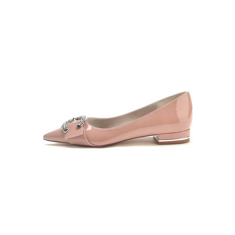 Pointed-Toe Flats with Diamond-Accented Metal Buckle U18447-2