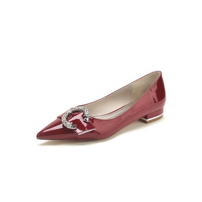 Pointed-Toe Flats with Diamond-Accented Metal Buckle U18447-2