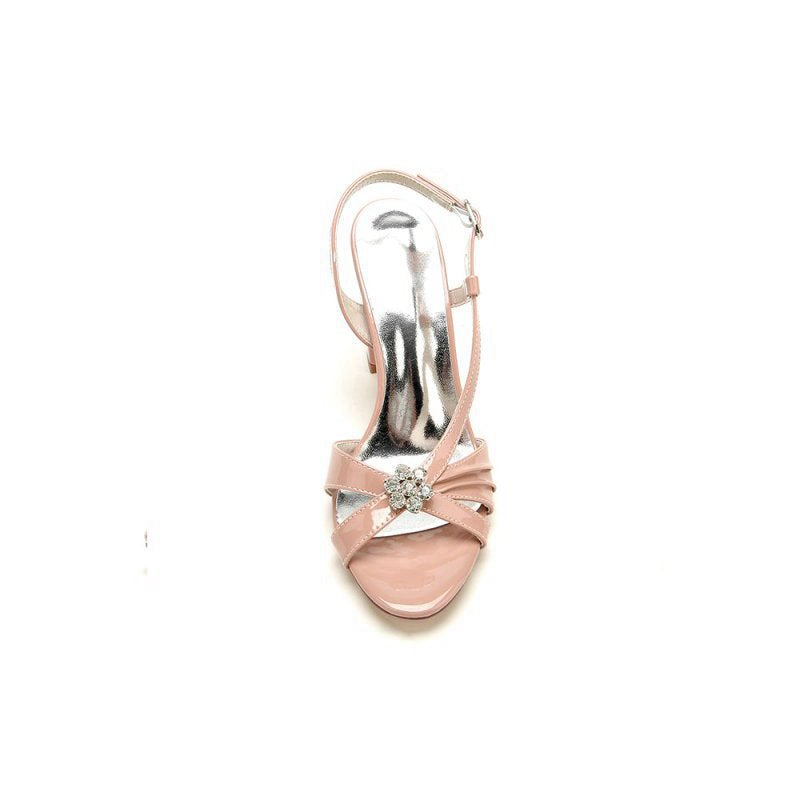 High-Heeled Sandals with Crystal Accent
