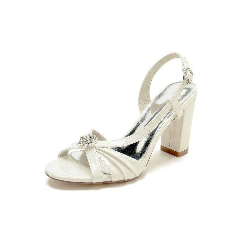 High-Heeled Sandals with Crystal Accent