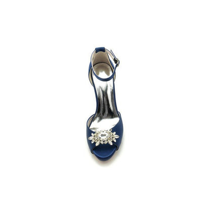 Silk Heels with Crystal Flower Ornament