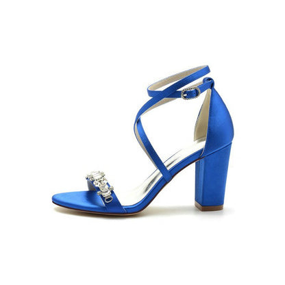 High Heels with Crossed Straps and Metal Accents
