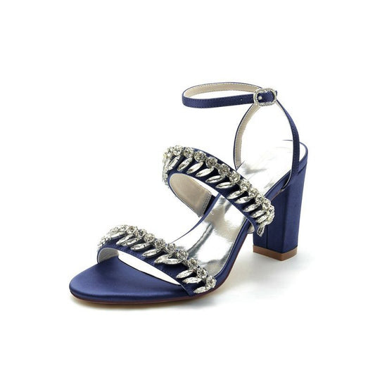 Evening Heels with Sequins and Chain Decor