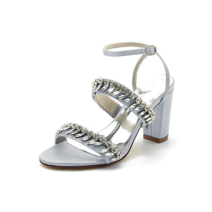 Evening Heels with Sequins and Chain Decor