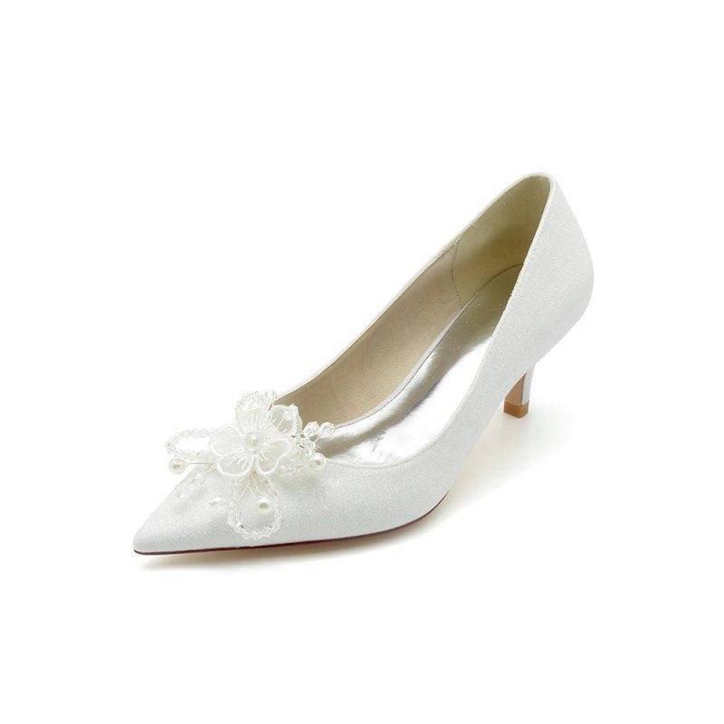 Flower Pointed Toe Wedding Stiletto Heels