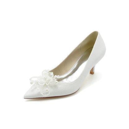 Flower Pointed Toe Wedding Stiletto Heels