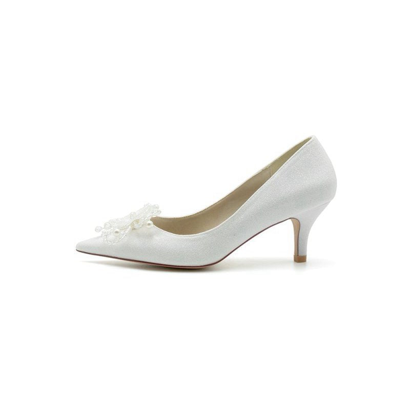 Flower Pointed Toe Wedding Stiletto Heels