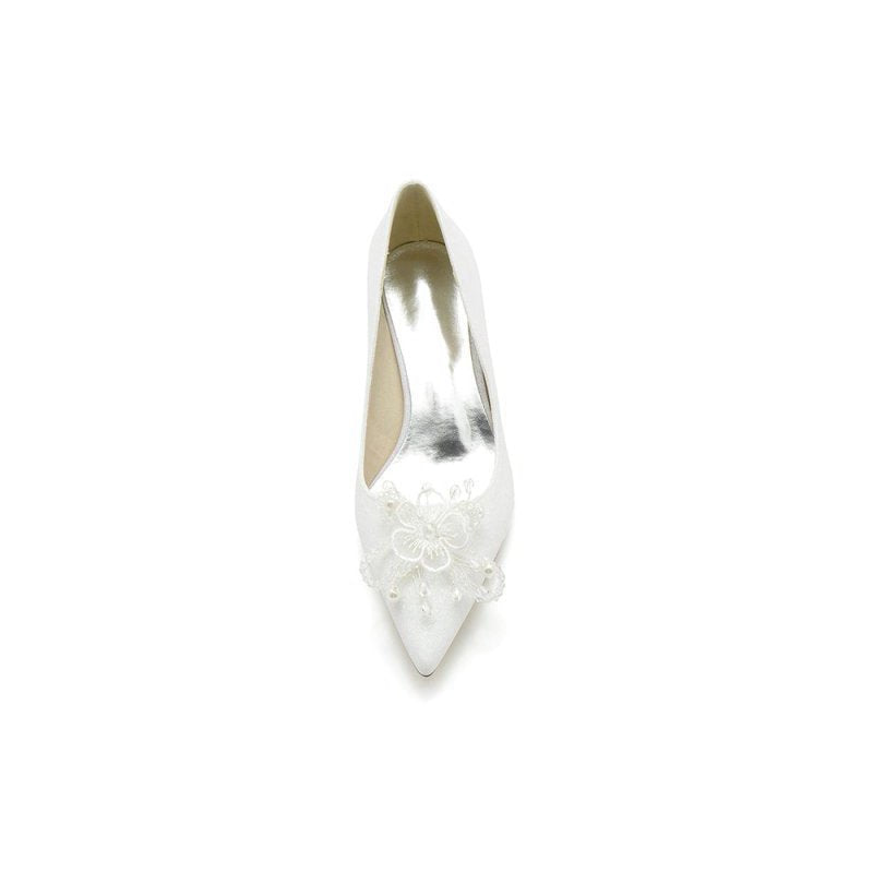 Flower Pointed Toe Wedding Stiletto Heels
