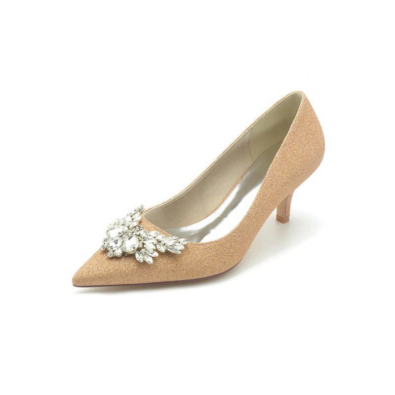 Pointed Toe Wedding Shoes with Rhinestone