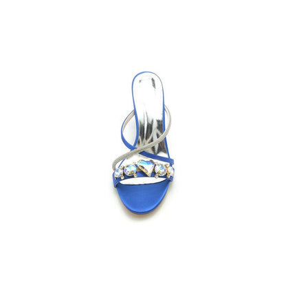 Block Heels with Rhinestone