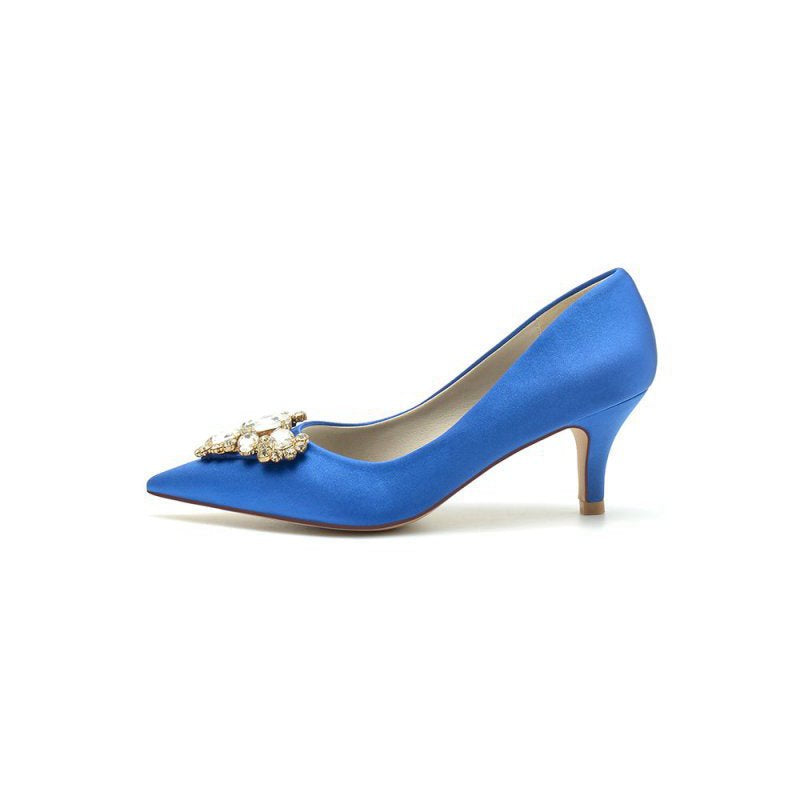 Pointed Toe Stiletto Heels with Rhinestone