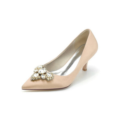 Pointed Toe Stiletto Heels with Rhinestone