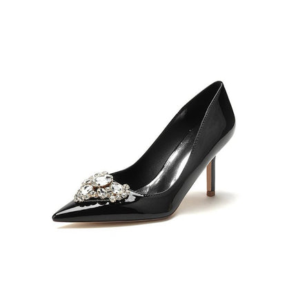 Patent Leather Rhinestone Stiletto Heels