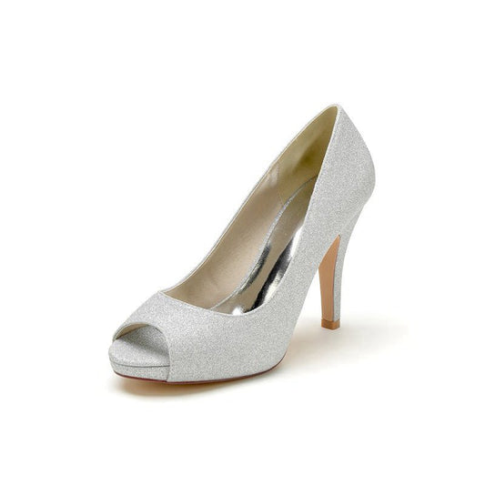 Peep Toe Glitter Crystal Wedding Stiletto Heels