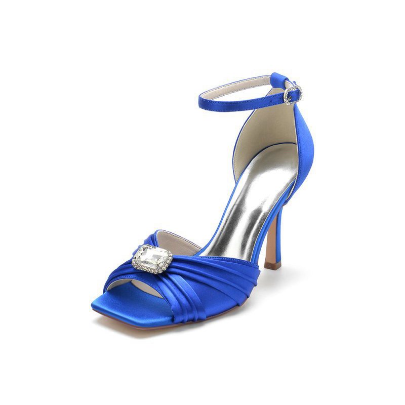 Open Toe Stiletto Heels with Ankle Strap