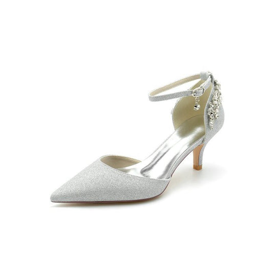 Ankle Strap Wedding Shoes with Rhinestone