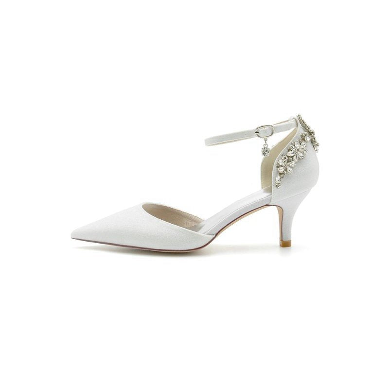 Ankle Strap Wedding Shoes with Rhinestone