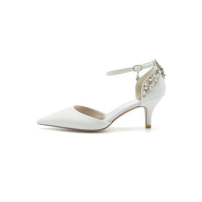 Ankle Strap Wedding Shoes with Rhinestone