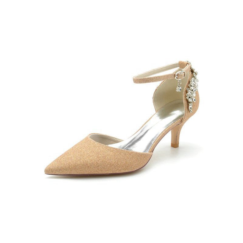 Ankle Strap Wedding Shoes with Rhinestone