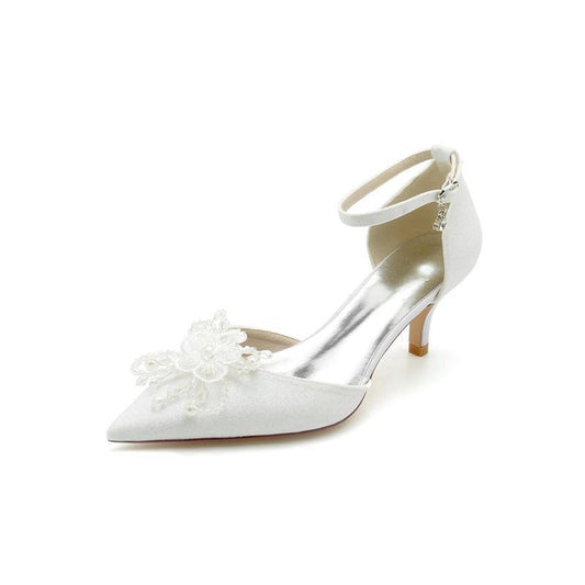 Ankle Strap Wedding Stiletto Heels with Flower
