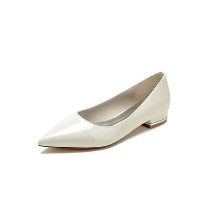 Simple Pointed Toe Slip-on Patent Leather Low Heels
