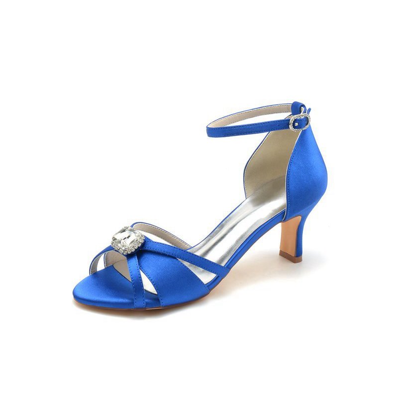 Satin Pointed Toe Hollow Out Stiletto Heels With Rhinestone