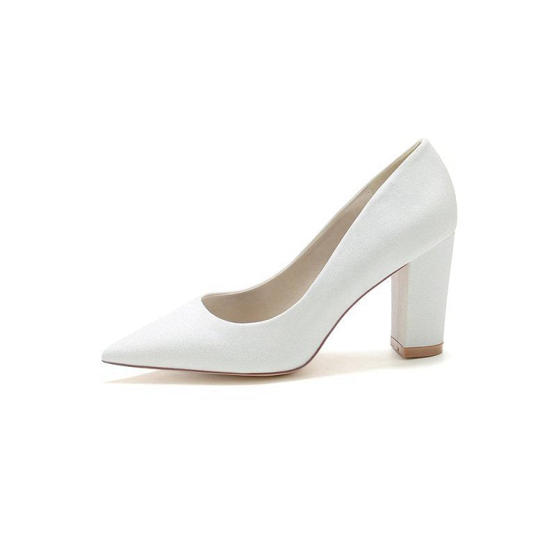 Simple Glitter Pointed Toe Slip-on Wedding Shoes