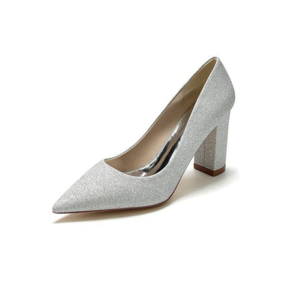 Simple Glitter Pointed Toe Slip-on Wedding Shoes