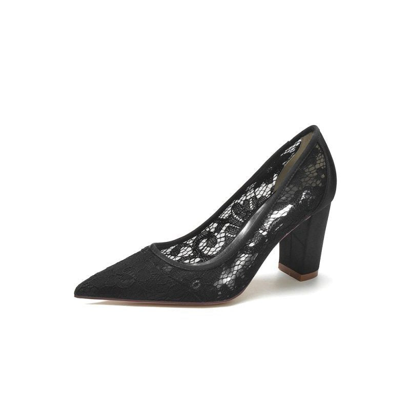 Pointed Toe Slip-on Lace Wedding Shoes