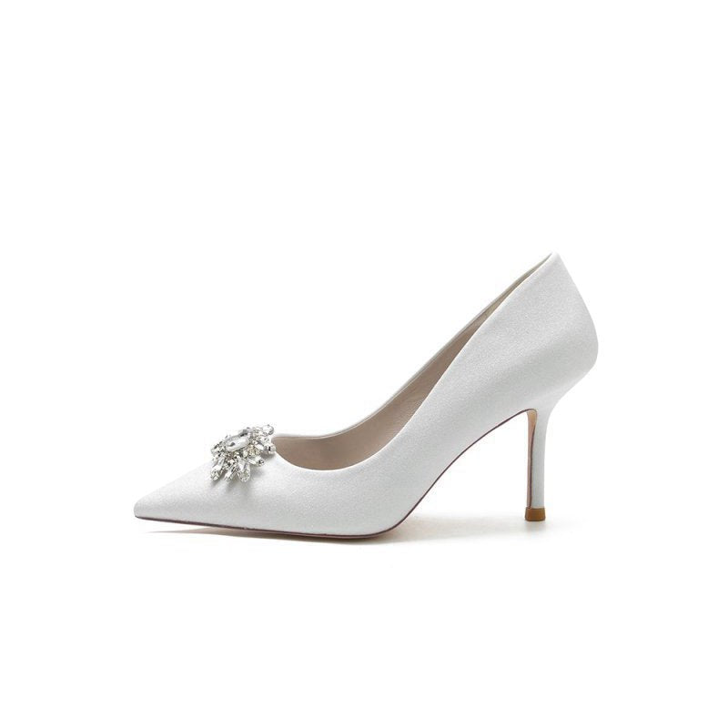 Rhinestone Beaded Glitter Pointed Toe Stiletto Heels