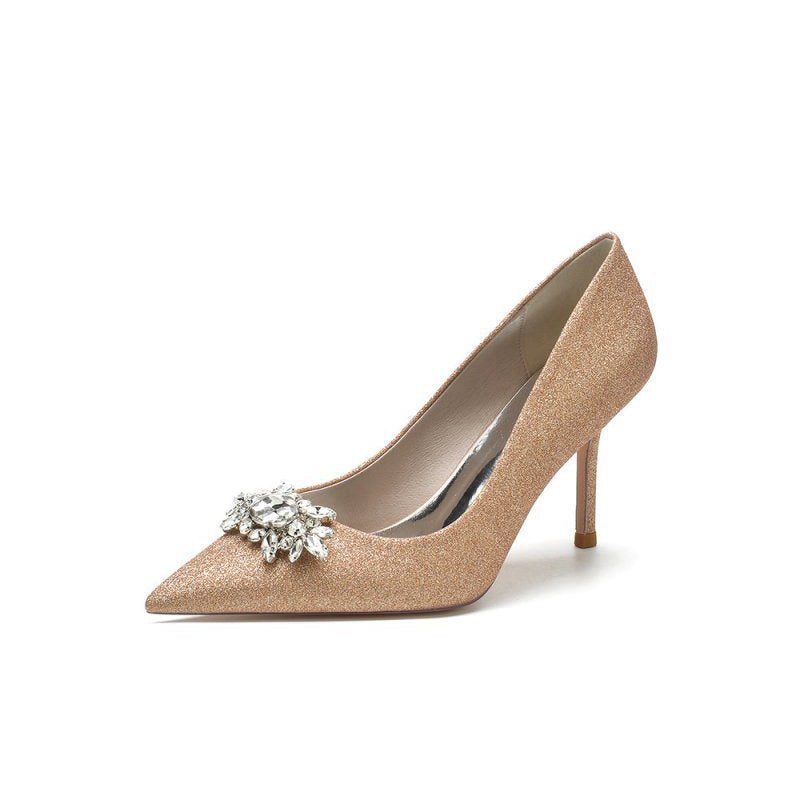 Rhinestone Beaded Glitter Pointed Toe Stiletto Heels