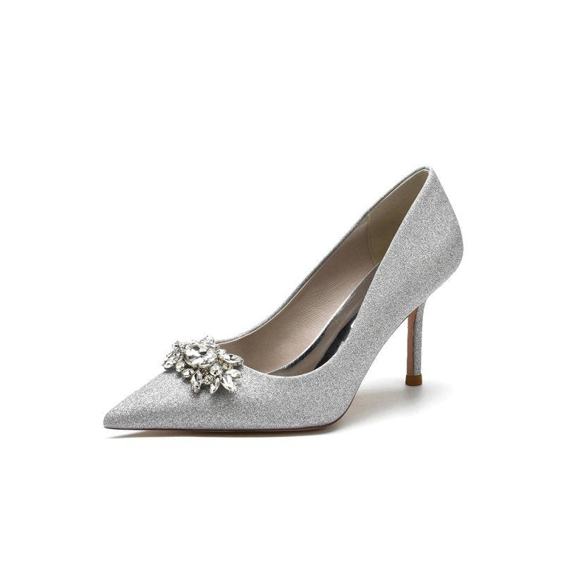 Rhinestone Beaded Glitter Pointed Toe Stiletto Heels